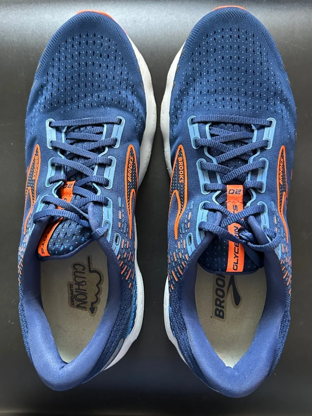 Brooks Glycerine 20 GTS Blue Depths/Palace Blue/Orange Sneakers,, Size 12.5 2E - Picture 5 of 11